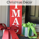 EASY Christmas porch decor! Use cinder blocks to make presents. They stand up well to cold, wet weather. Step by step tutorial with video.