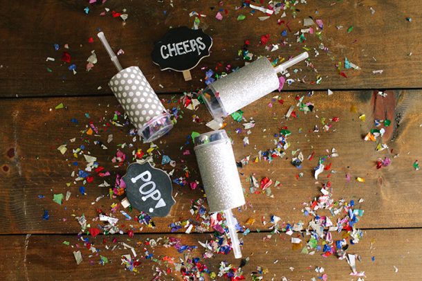 Love this idea - make your own confetti poppers for a New Year's Eve party! Super cute.