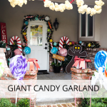 Transform your front porch into a candy land gingerbread house with giant candy decorations! Love the giant candy garland. (Easy step-by-step tutorials with video.)