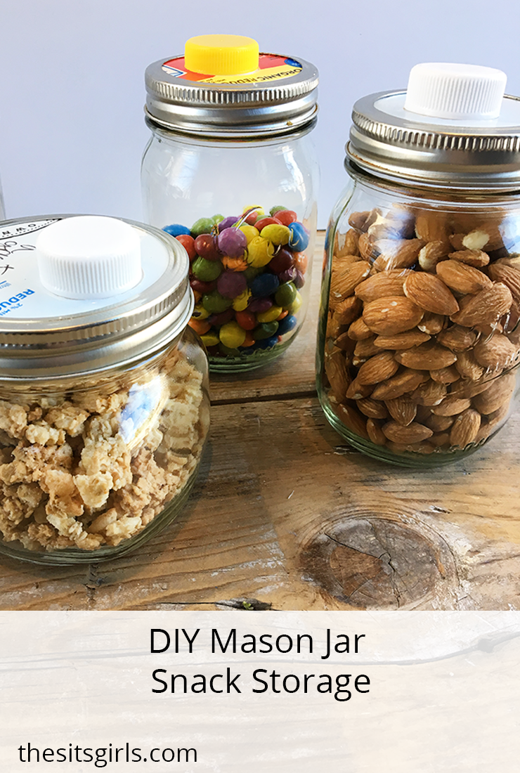 Use this easy Mason Jar snack hack to make snack storage easy without plastic bags! It's a great way to take snacks on the go, too! 