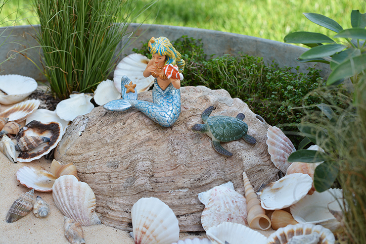 Lots of seashells are necessary for a mermaid garden. 
