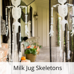 These skeletons are made out of milk jugs!