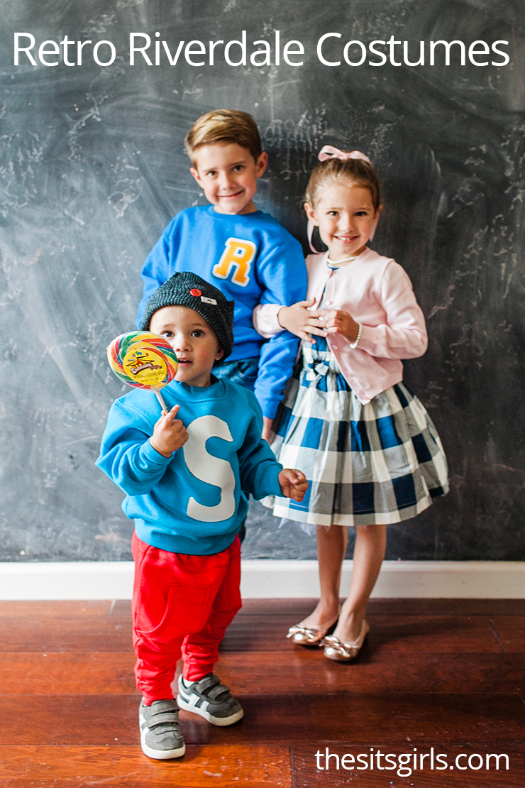 Retro Riverdale costumes. Includes an Archie costume, Betty costume, and Jughead Jones costume all combining retro 50's vibes with a modern twist.