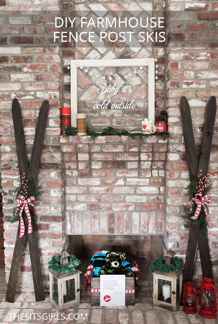 DIY Farmhouse Fence Post Skis are cost efficient, weather resistant, and SUPER easy to make. They are a great way to incorporate the modern farmhouse trend into your Christmas decor.
