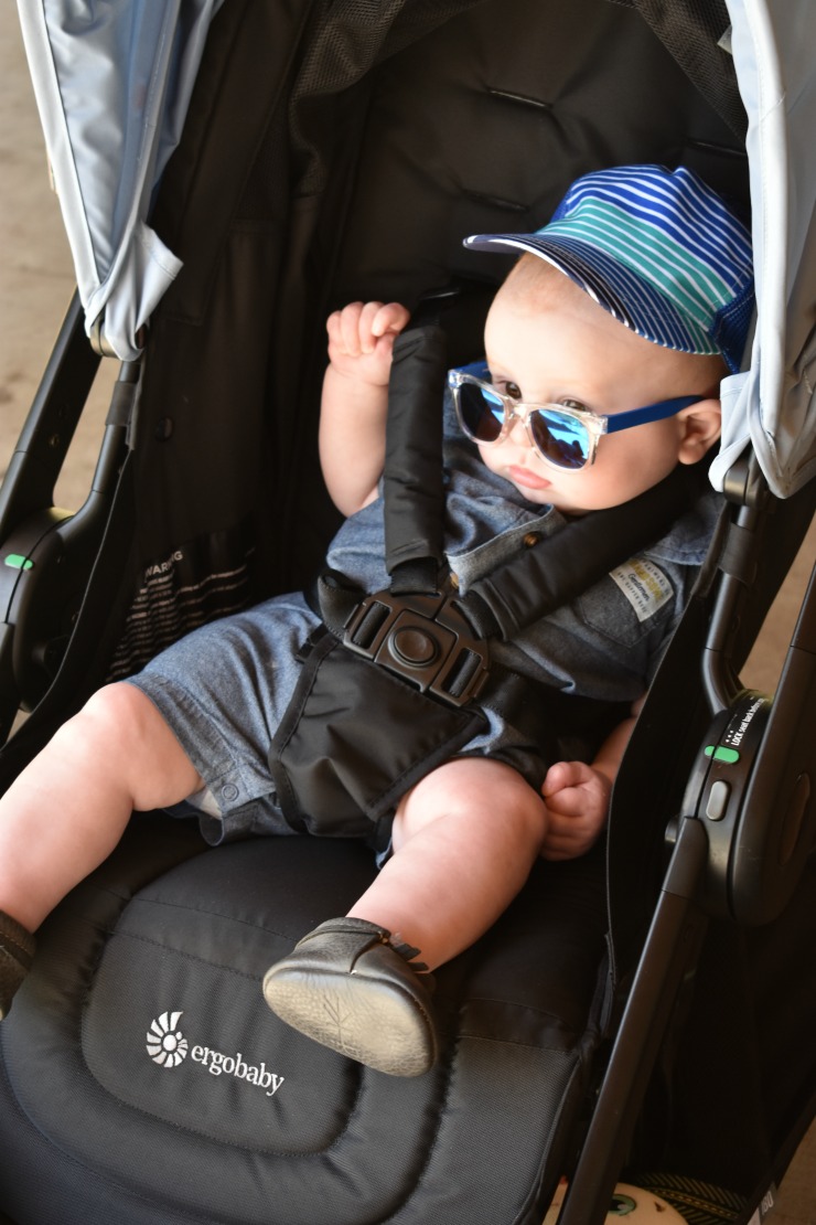baby in ergobaby reversible stroller