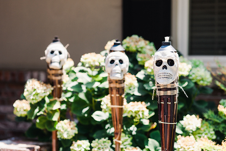 Flaming Skull Torches are the perfect way to line your walkway for Halloween.