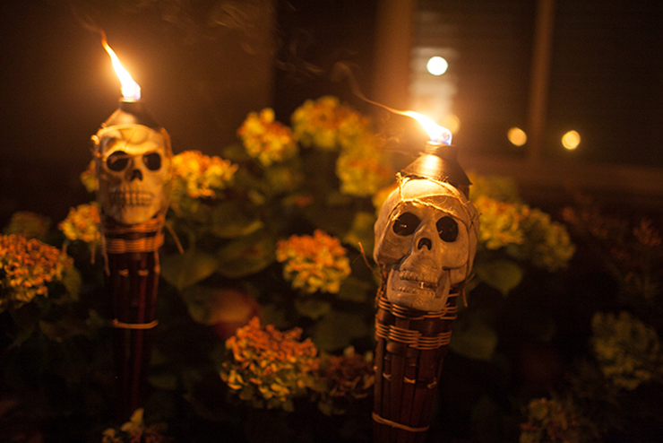 Flaming Skull Torches are the perfect way to line your walkway for Halloween.