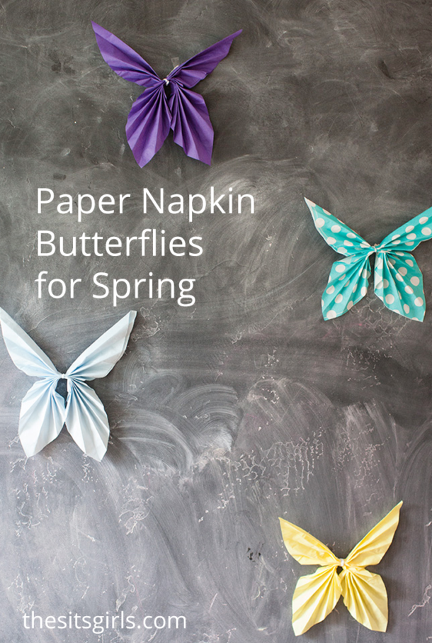 Turn everyday items into awesome decor! Paper Napkin Butterflies are perfect for Spring decor, parties, fairy parties, and to decorate a little girl's room!