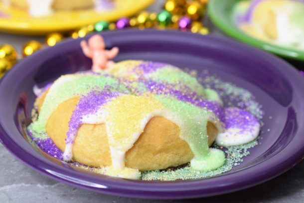 King Cakes made with mini crescent rolls.