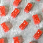 Pink Gummy Bears in rows.