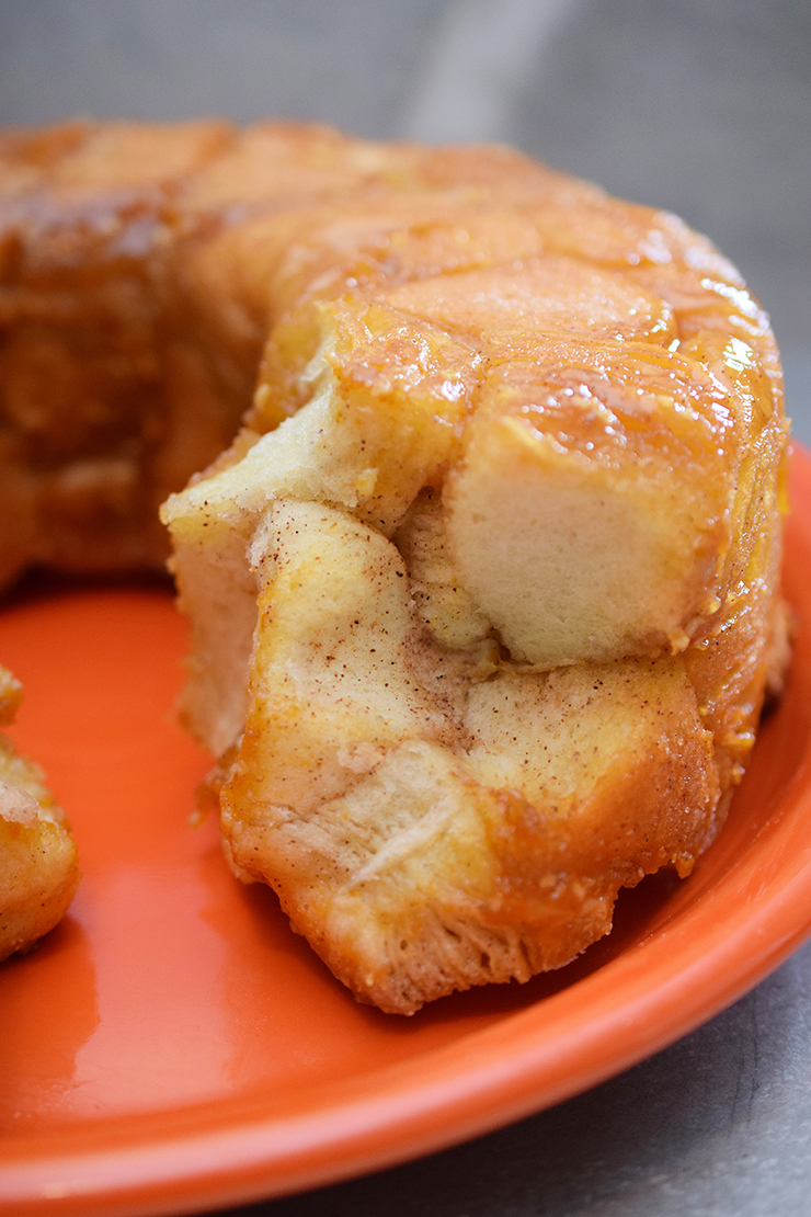 Close up of cooked monkey bread after it's removed from the pan.