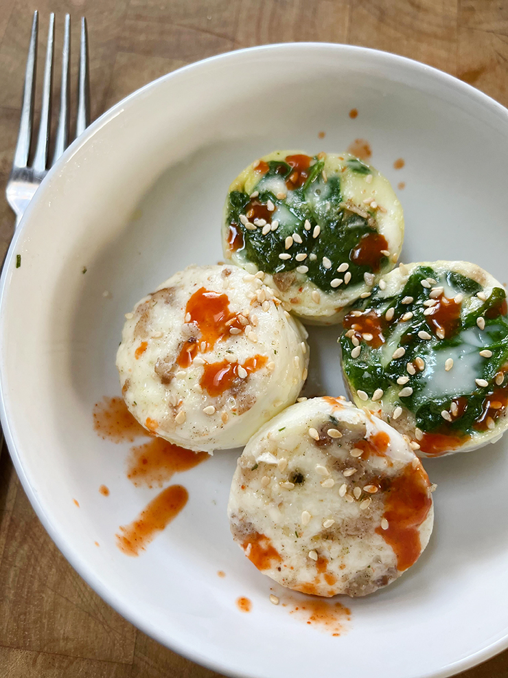 Plate full of egg white bites made in the Instant Pot.