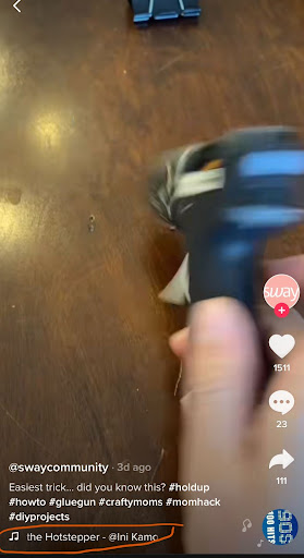 Screenshot of TikTok video with the sound circled in red at the bottom of the screen.