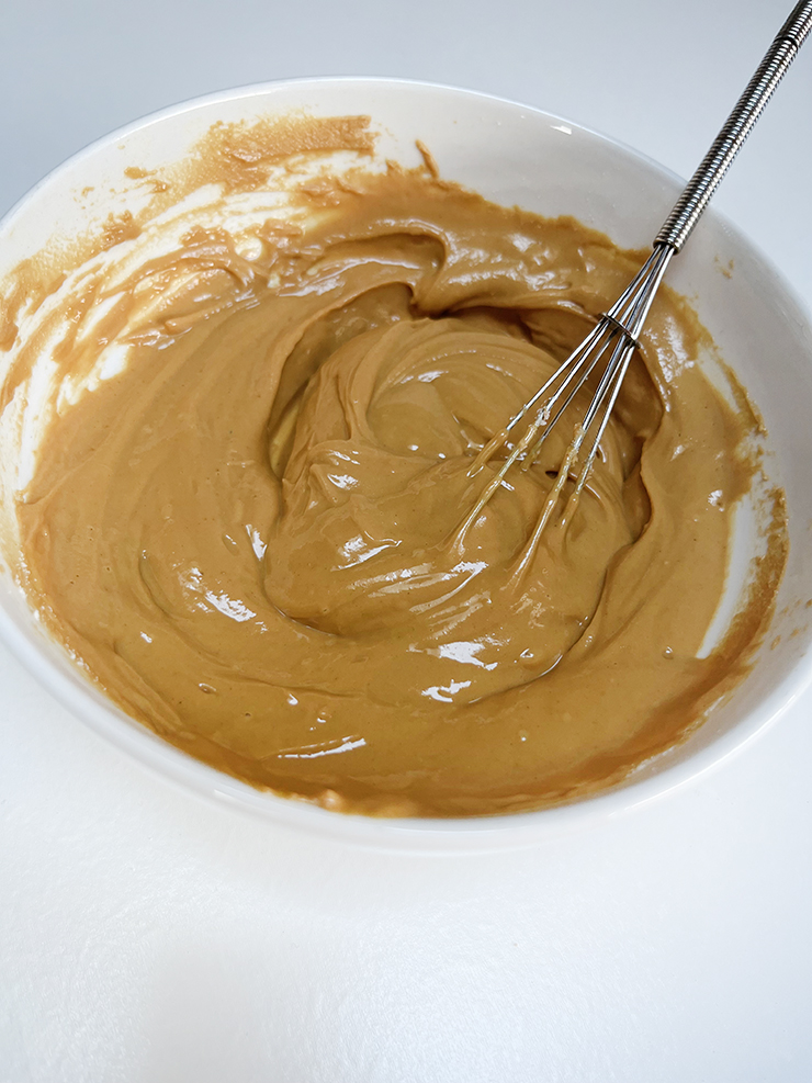 Peanut butter mixture whisked together until smooth.