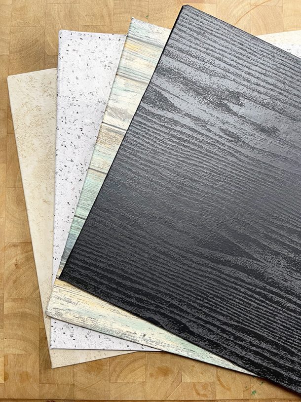 DIY Photography Backdrops with different patterns layered on top of one another.