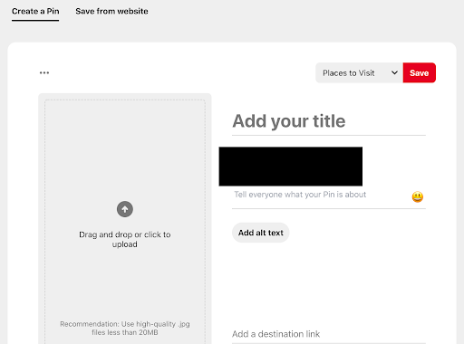 Screenshot of pin upload.