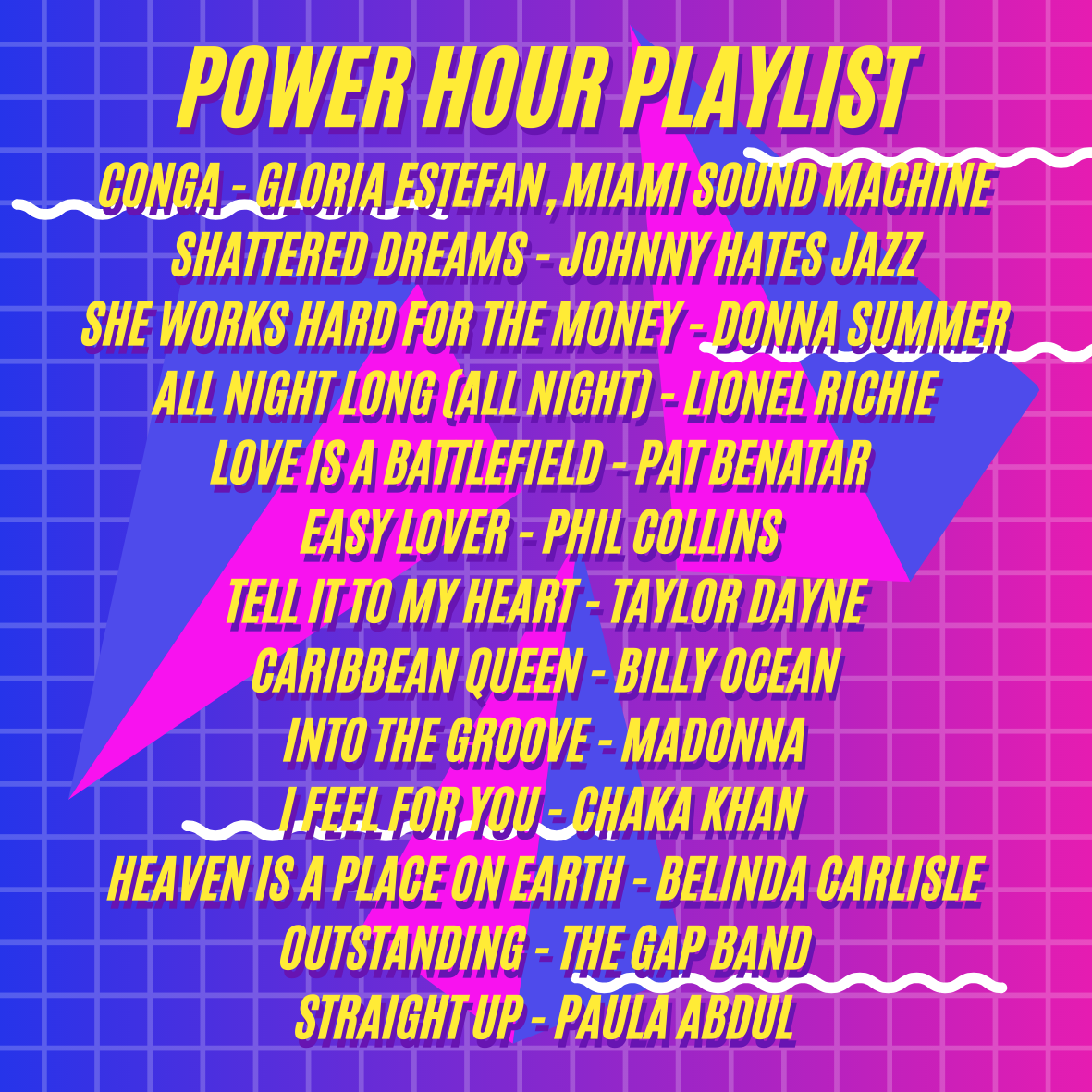 Power Hour Playlist: 1980s Edition with a list of great songs from the '80s.