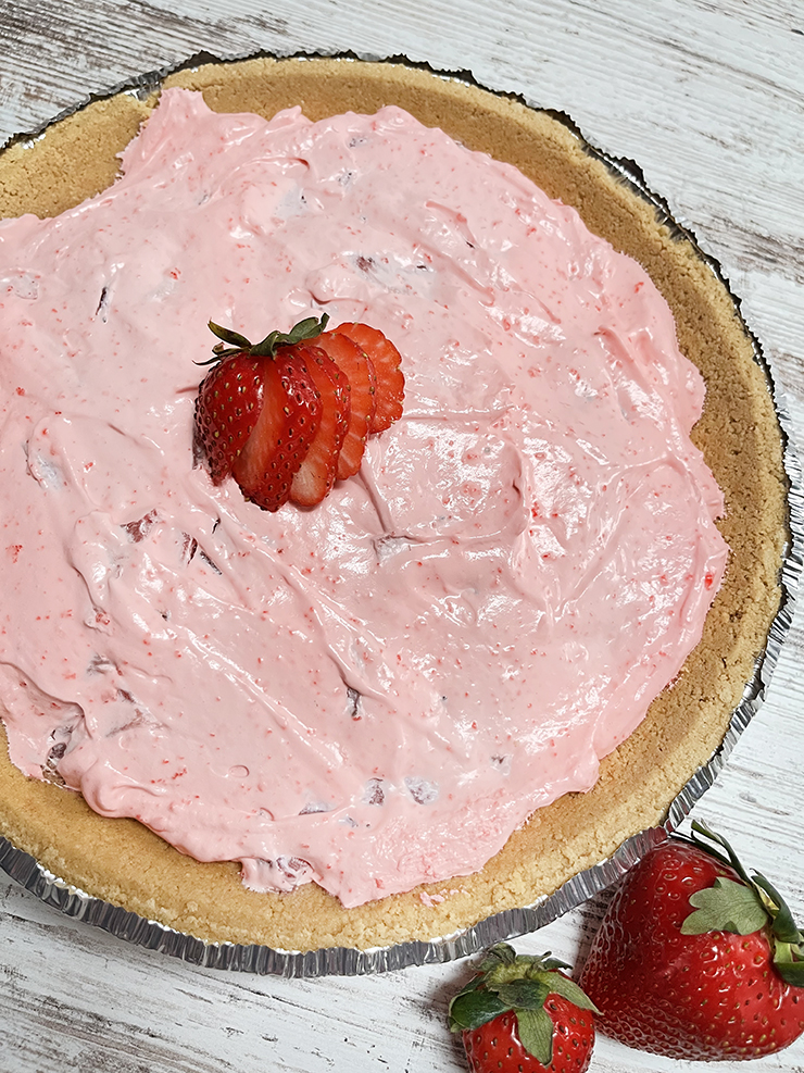 Strawberry Pie with graham cracker crust.