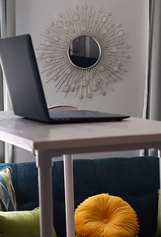DIY standing desk for treadmill made with PVC pipe.