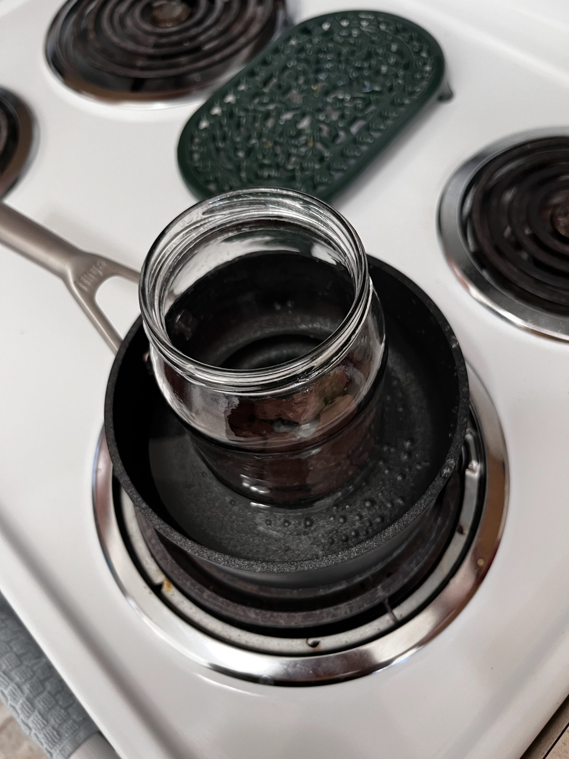 Chocolate melting in a double boiler.