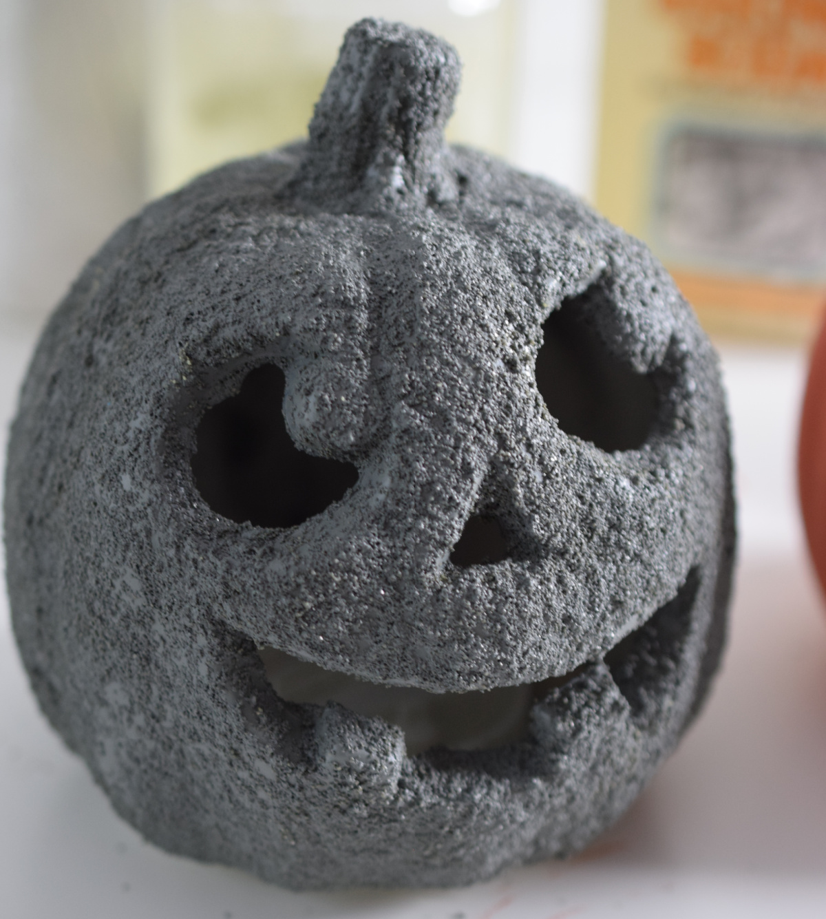 DIY Stone textured pumpkin.